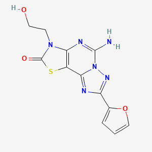 molecular formula C12H10N6O3S B12841173 5-amino-8-(furan-2-yl)-3-(2-hydroxyethyl)thiazolo[5,4-e][1,2,4]triazolo[1,5-c]pyrimidin-2(3H)-one 