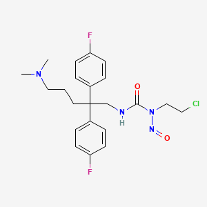 molecular formula C22H27ClF2N4O2 B12841265 Urea, N-(2-chloroethyl)-N'-(5-(dimethylamino)-2,2-bis(4-fluorophenyl)pentyl)-N-nitroso- CAS No. 78850-51-8