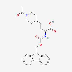 molecular formula C26H30N2O5 B12841459 (S)-2-((((9H-Fluoren-9-yl)methoxy)carbonyl)amino)-4-(1-acetylpiperidin-4-yl)butanoic acid 