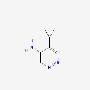 molecular formula C7H9N3 B12841849 5-Cyclopropylpyridazin-4-amine 