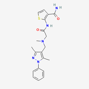 2-(2-(((3,5-Dimethyl-1-phenyl-1H-pyrazol-4-yl)methyl)(methyl)amino)acetamido)thiophene-3-carboxamide