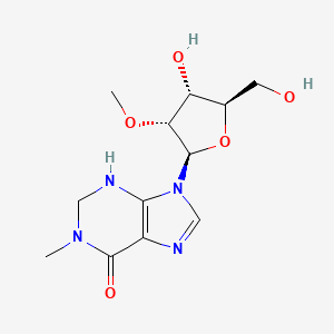 molecular formula C12H18N4O5 B12842095 9-((2R,3R,4R,5R)-4-Hydroxy-5-(hydroxymethyl)-3-methoxytetrahydrofuran-2-yl)-1-methyl-2,9-dihydro-1H-purin-6-ol 