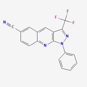 molecular formula C18H9F3N4 B12842199 1-Phenyl-3-(trifluoromethyl)-1H-pyrazolo[3,4-b]quinoline-6-carbonitrile 