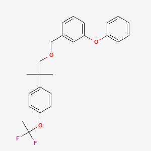 molecular formula C25H26F2O3 B12842261 Benzene, 1-((2-(4-(1,1-difluoroethoxy)phenyl)-2-methylpropoxy)methyl)-3-phenoxy- CAS No. 80853-82-3