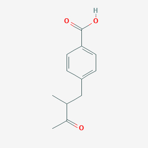 molecular formula C12H14O3 B12842283 4-(2-Methyl-3-oxobutyl)benzoic acid 