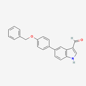 molecular formula C22H17NO2 B12842379 5-[4-(Benzyloxy)phenyl]-1H-indole-3-carbaldehyde 