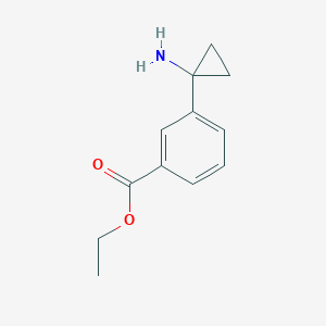 molecular formula C12H15NO2 B12842519 Ethyl 3-(1-aminocyclopropyl)benzoate 