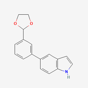 molecular formula C17H15NO2 B12842534 5-[3-(1,3-Dioxolan-2-yl)phenyl]-1H-indole 