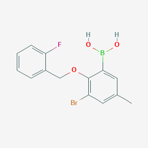 molecular formula C14H13BBrFO3 B1284258 3-溴-2-(2'-氟苄氧基)-5-甲基苯硼酸 CAS No. 849062-18-6