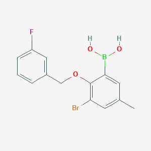 molecular formula C14H13BBrFO3 B1284259 3-溴-2-(3'-氟苄氧基)-5-甲基苯硼酸 CAS No. 849062-40-4