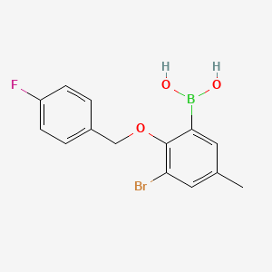 molecular formula C14H13BBrFO3 B1284260 3-溴-2-(4'-氟苄氧基)-5-甲基苯硼酸 CAS No. 849062-41-5