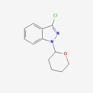 molecular formula C12H13ClN2O B12842679 3-Chloro-1-(tetrahydro-2H-pyran-2-YL)-1H-indazole 