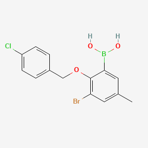 molecular formula C14H13BBrClO3 B1284270 (3-溴-2-((4-氯苄基)氧基)-5-甲基苯基)硼酸 CAS No. 849052-18-2