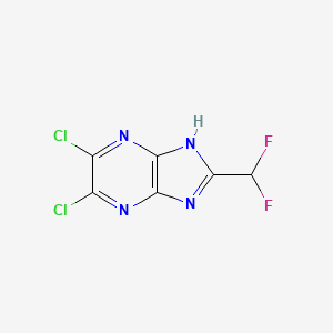 molecular formula C6H2Cl2F2N4 B12842716 1H-Imidazo[4,5-b]pyrazine, 5,6-dichloro-2-(difluoromethyl)- CAS No. 53338-43-5