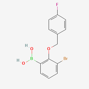 molecular formula C13H11BBrFO3 B1284273 (3-溴-2-((4-氟苄基)氧基)苯基)硼酸 CAS No. 849052-22-8