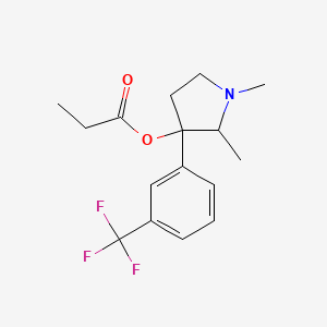 molecular formula C16H20F3NO2 B12842740 1,2-Dimethyl-3-(alpha,alpha,alpha-trifluoro-m-tolyl)-3-propionoxypyrrolidine CAS No. 69552-08-5