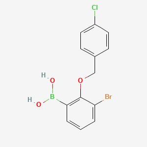 molecular formula C13H11BBrClO3 B1284275 (3-溴-2-((4-氯苯甲基)氧基)苯基)硼酸 CAS No. 849052-23-9