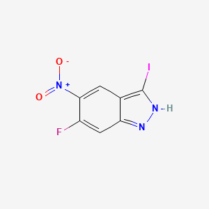 molecular formula C7H3FIN3O2 B12842750 6-Fluoro-3-iodo-5-nitro-1h-indazole 