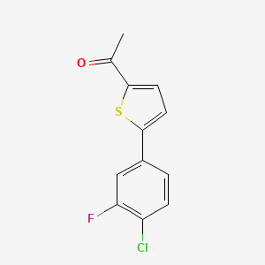 molecular formula C12H8ClFOS B12842854 1-[5-(4-Chloro-3-fluorophenyl)-2-thienyl]ethanone 