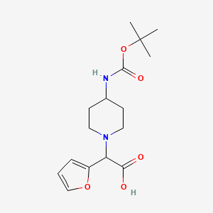 B1284286 2-(4-((tert-Butoxycarbonyl)amino)piperidin-1-yl)-2-(furan-2-yl)acetic acid CAS No. 870703-77-8