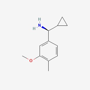 molecular formula C12H17NO B12842923 (S)-Cyclopropyl(3-methoxy-4-methylphenyl)methanamine 