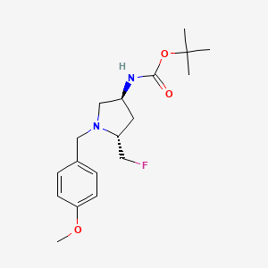 molecular formula C18H27FN2O3 B12842939 tert-Butyl ((3S,5R)-5-(fluoromethyl)-1-(4-methoxybenzyl)pyrrolidin-3-yl)carbamate 