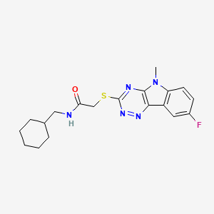 molecular formula C19H22FN5OS B12842958 Acetamide,N-(cyclohexylmethyl)-2-[(8-fluoro-5-methyl-5H-1,2,4-triazino[5,6-B]indol-3-YL)thio]- 