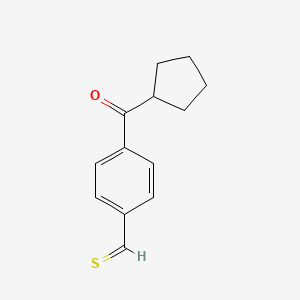 molecular formula C13H14OS B12843062 4-(Cyclopentanecarbonyl)thiobenzaldehyde 