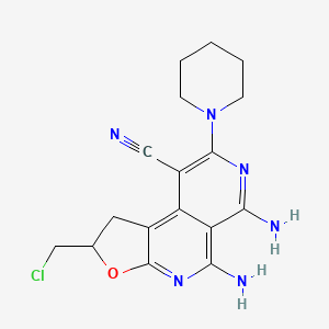 molecular formula C17H19ClN6O B12843278 5,6-Diamino-2-(chloromethyl)-8-piperidin-1-yl-1,2-dihydrofuro[2,3-c]-2,7-naphthyridine-9-carbonitrile 