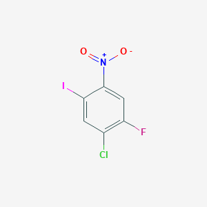 molecular formula C6H2ClFINO2 B12843387 1-Chloro-2-fluoro-5-iodo-4-nitrobenzene 