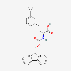 molecular formula C28H27NO4 B12843415 (S)-2-((((9H-Fluoren-9-yl)methoxy)carbonyl)amino)-4-(3-cyclopropylphenyl)butanoic acid 