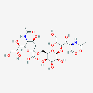 (4S,5R,6R)-5-Acetamido-2-(((2R,3R,4S,5R,6S)-6-(((2R,3S,4R,5R)-5-acetamido-1,2,4-trihydroxy-6-oxohexan-3-yl)oxy)-3,4,5-trihydroxytetrahydro-2H-pyran-2-yl)methoxy)-4-hydroxy-6-((1R,2R)-1,2,3-trihydroxypropyl)tetrahydro-2H-pyran-2-carboxylic acid