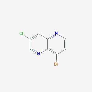 molecular formula C8H4BrClN2 B12843596 8-Bromo-3-chloro-1,5-naphthyridine 