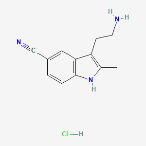 molecular formula C12H14ClN3 B1284363 3-(2-Amino-ethyl)-2-methyl-1H-indole-5-carbonitrile hydrochloride CAS No. 1049737-40-7