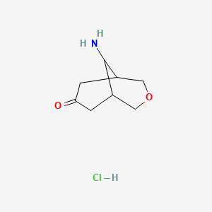 molecular formula C8H14ClNO2 B12843878 9-Amino-3-oxabicyclo[3.3.1]nonan-7-one hydrochloride 