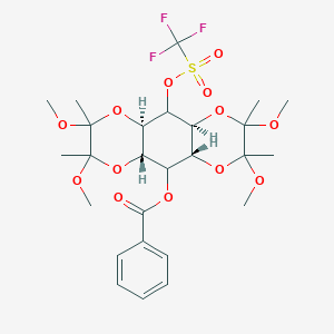 molecular formula C26H35F3O13S B12843990 [(1R,3S,8S,10R)-5,6,12,13-tetramethoxy-5,6,12,13-tetramethyl-9-(trifluoromethylsulfonyloxy)-4,7,11,14-tetraoxatricyclo[8.4.0.03,8]tetradecan-2-yl] benzoate 