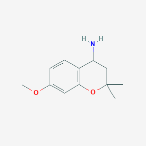 molecular formula C12H17NO2 B1284412 (7-Methoxy-2,2-dimethyl-3,4-dihydro-2H-chromen-4-YL)amine CAS No. 220634-33-3