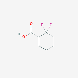 molecular formula C7H8F2O2 B12844143 6,6-Difluoro-1-cyclohexene-1-carboxylic acid 