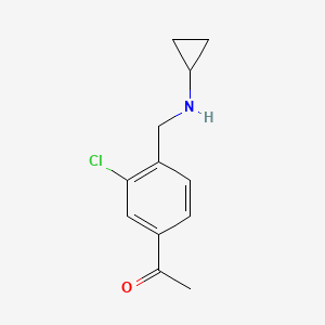 molecular formula C12H14ClNO B12844208 1-(3-Chloro-4-[(cyclopropylamino) methyl]phenyl)ethanone 