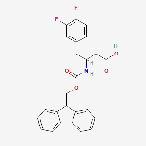 molecular formula C25H21F2NO4 B12844228 3-((((9H-Fluoren-9-yl)methoxy)carbonyl)amino)-4-(3,4-difluorophenyl)butanoic acid 