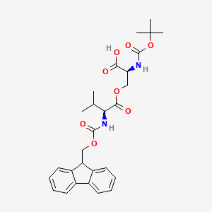 molecular formula C28H34N2O8 B1284436 Boc-Ser(Fmoc-Val)-OH CAS No. 944283-08-3