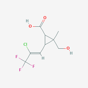 molecular formula C9H10ClF3O3 B12844403 3-[2-Chloro-3,3,3-trifluoro-1-propen-1-yl]-2-(hydroxymethyl)-2-methylcyclopropanecarboxylic acid 