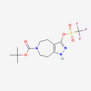 molecular formula C13H18F3N3O5S B12844420 tert-butyl 3-(trifluoromethylsulfonyloxy)-4,5,7,8-tetrahydropyrazolo[3,4-d]azepine-6(1H)-carboxylate CAS No. 851377-09-8