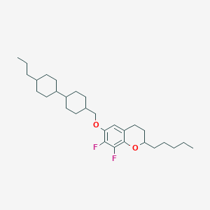 molecular formula C30H46F2O2 B12844427 7,8-Difluoro-2-pentyl-6-((trans-4'-propyl-[1,1'-bi(cyclohexan)]-4-yl)methoxy)chromane 