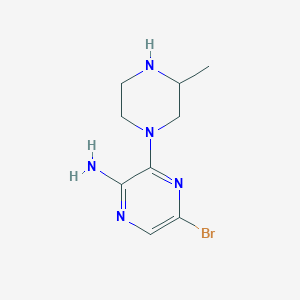 molecular formula C9H14BrN5 B1284447 5-Bromo-3-(3-methylpiperazin-1-yl)pyrazin-2-amine CAS No. 893612-12-9