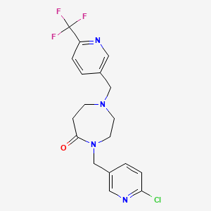 4-[(6-Chloropyridin-3-YL)methyl]-1-([6-(trifluoromethyl)pyridin-3-YL]methyl)-1,4-diazepan-5-one