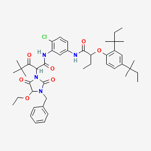 1-Imidazolidineacetamide, N-(5-((2-(2,4-bis(1,1-dimethylpropyl)phenoxy)-1-oxobutyl)amino)-2-chlorophenyl)-alpha-(2,2-dimethyl-1-oxopropyl)-4-ethoxy-2,5-dioxo-3-(phenylmethyl)-