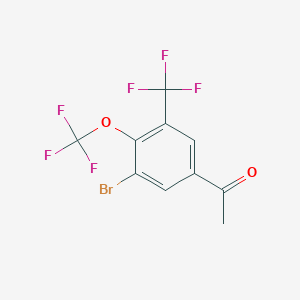 molecular formula C10H5BrF6O2 B12844542 3'-Bromo-4'-(trifluoromethoxy)-5'-(trifluoromethyl)acetophenone 