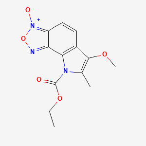 molecular formula C13H13N3O5 B12844719 Ethyl 6-methoxy-7-methyl-3-oxidopyrrolo[3,2-g][2,1,3]benzoxadiazol-3-ium-8-carboxylate 