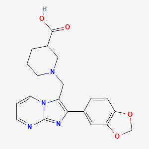 molecular formula C20H20N4O4 B1284483 1-{[2-(2H-1,3-Benzodioxol-5-yl)imidazo[1,2-a]pyrimidin-3-yl]methyl}piperidine-3-carboxylic acid CAS No. 904816-50-8